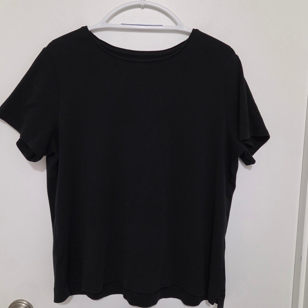 J. Jill Pima Crew-Neck Tee Black 100% Pima Cotton Short Sleeve Top XL